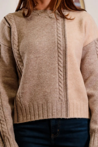 Taupe Cream Geneva Sweater