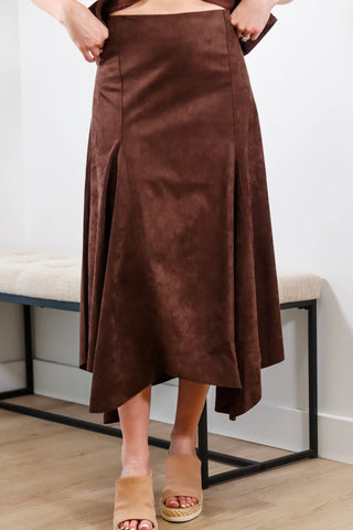 Clairissa Faux Suede Midi Skirt