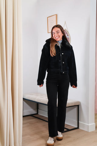 Almost Black Corduroy Trucker Jacket