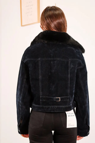 Almost Black Corduroy Trucker Jacket