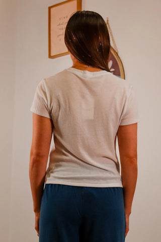 White tee shirt, white shirt, full length shirt, soft shirt, comfortable shirt, lightweight shirt, summer basic, closet staple - 1