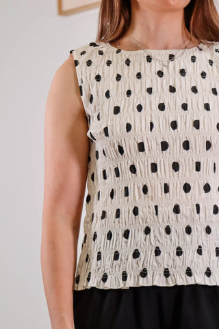 Cute polka dot top, polka dot top, summer top, sleeveless top, smocked top, flattering top - 2