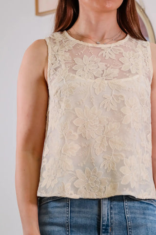 Lace tank top, cute lace top, sleeveless top, cream color top, top with cami, summer top, unique top - 4
