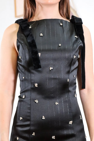 Cheers! Embellished Black Mini Dress
