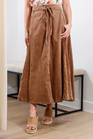 Sylvie Corduroy Belted Midi Skirt