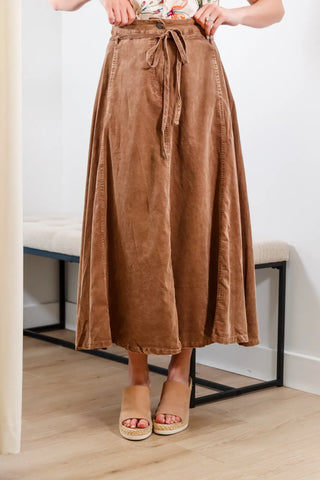Sylvie Corduroy Belted Midi Skirt
