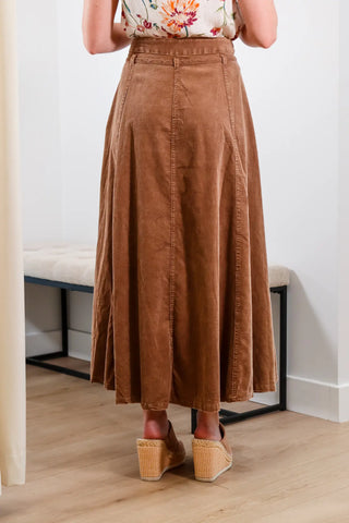 Sylvie Corduroy Belted Midi Skirt