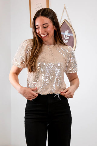Grace Velvet Sequin Bubble Top