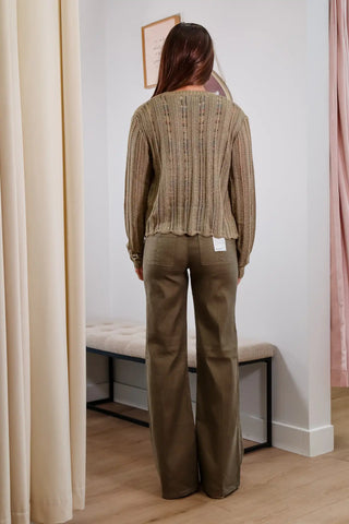 Olive Ribbed Cardigan