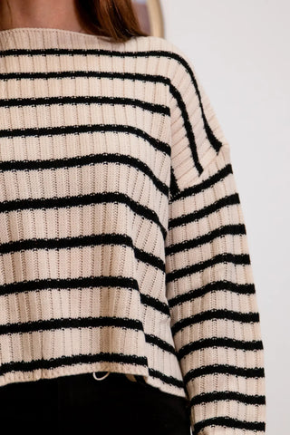 Rosaline Striped Cropped Sweater- SADIE & SAGE