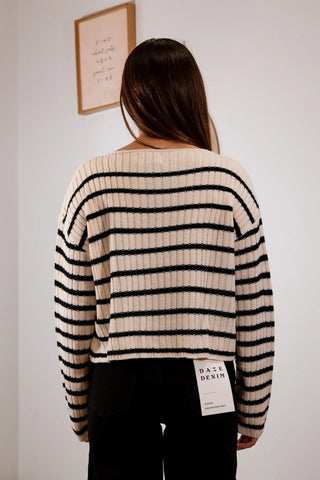 Rosaline Striped Cropped Sweater- SADIE & SAGE