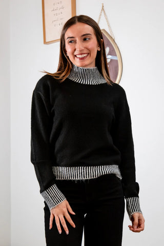 Stacey Contrast Rib Sweater- Sage The Label