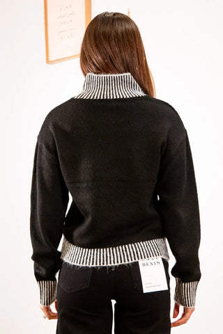 Stacey Contrast Rib Sweater- Sage The Label