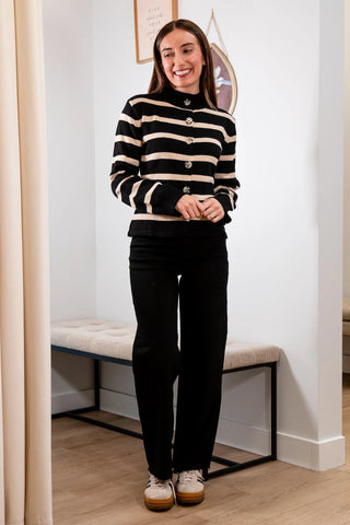 Miranda Striped Mock Neck Sweater