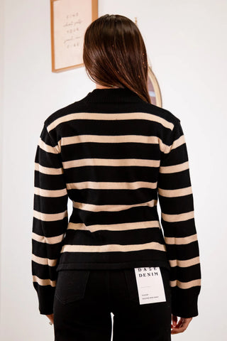 Miranda Striped Mock Neck Sweater