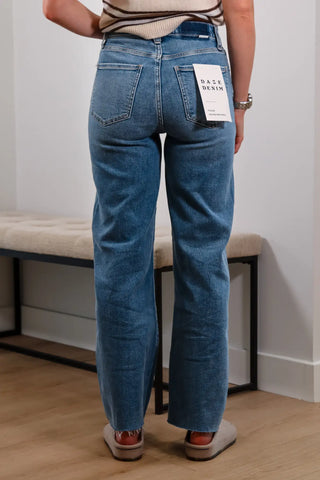 Blue jeans, cute blue jeans, mid wash jeans, fall denim, mid rise jeans, fall outfit inspo, mid rise jeans outfit inspo 