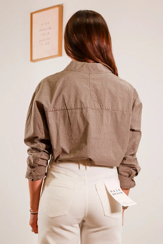 On Duty Gingham Button Up Top