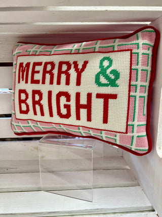 Merry & Bright Needle Point Pillow