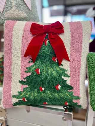 Pink Stripe Tree Throw Pillow