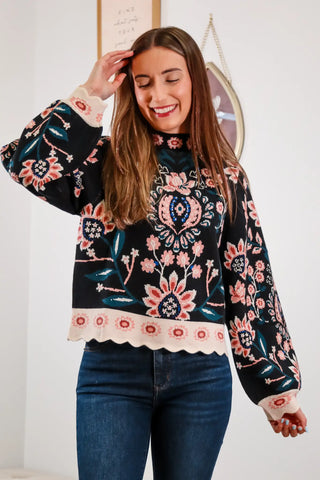 Gracie Floral Knit Sweater