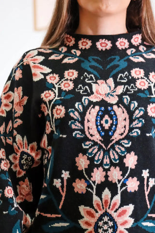 Gracie Floral Knit Sweater