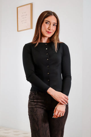 Black Fitted Button-Up