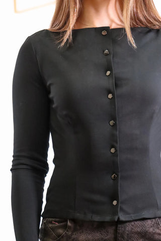 Black Fitted Button-Up