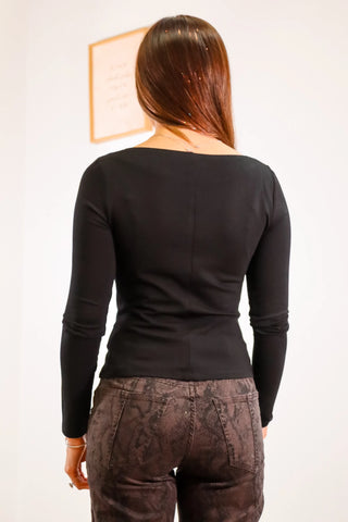 Black Fitted Button-Up