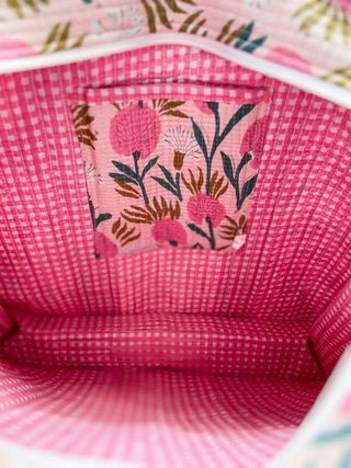 Quilted Tote Bag - Pink & Green