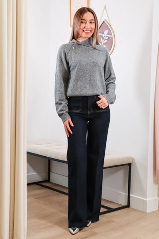 Cute grey sweater with gold hardware, cute gray sweater with gold hardware, winter or fall sweater, casual sweater