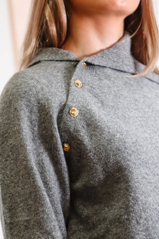 Cute grey sweater with gold hardware, cute gray sweater with gold hardware, winter or fall sweater, casual sweater