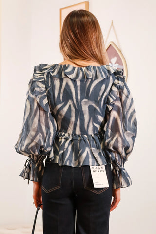 V-neck top, blue v-neck top, v-neck top with stripes, blue v-neck top with strips, fall tops, Christmas tops, winter tops