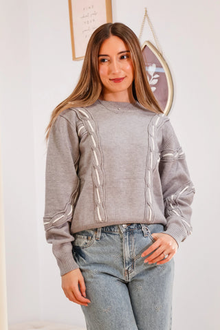 grey sweater, gray sweater, cable knit sweater, grey cable knit sweater, gray cable knit sweater, fall sweaters, winter sweaters, cute sweater, cute grey sweater, cute gray sweater, fall outfit inspo, cute fall outfit inspo, work outfit inspo