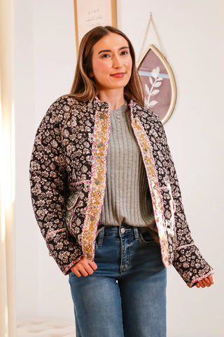 quilted jacket, floral quilted jacket, fall jacket, colorful quilted jacket, button jacket, cute fall jackets, cute quilted jacket, cute floral jacket, fall outfit inspo