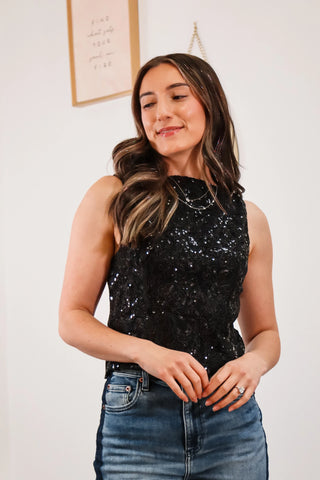 black sparkly tank top, black tank top, holiday tank top, perfect holiday tank top