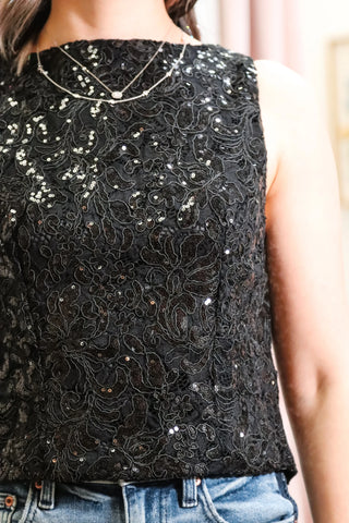 black sparkly tank top, black tank top, holiday tank top, perfect holiday tank top