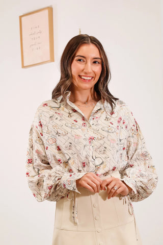 dinner party blouse, long sleeve shirt, long sleeve blouse, cute blouse with unique designs