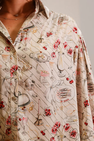 dinner party blouse, long sleeve shirt, long sleeve blouse, cute blouse with unique designs