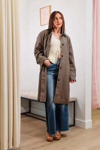 long coat, brown long coat, trench coat, long stylish trench coat