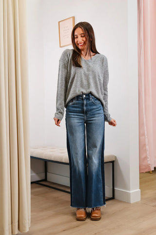 gray long sleeve, grey long sleeve, long sleeve v-neck sweater, v-neck sweater