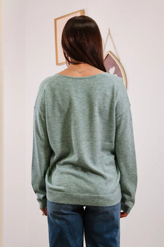 gray long sleeve, grey long sleeve, long sleeve v-neck sweater, v-neck sweater
