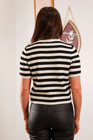 Daphne Striped Button Sweater