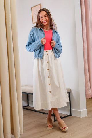 Lilly Pond - Button Front Midi Skirt