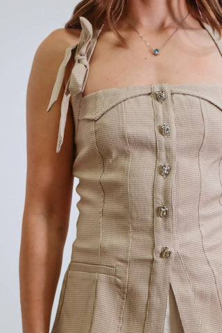 Chiara Gingham Halter Vest Top