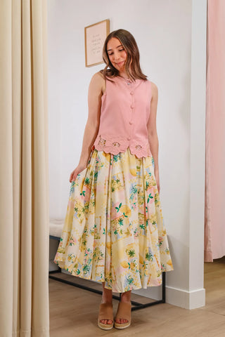 Lemon Paradise Midi Skirt - ASTR