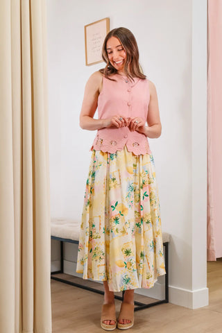 Lemon Paradise Midi Skirt - ASTR
