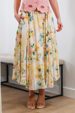 Lemon Paradise Midi Skirt - ASTR