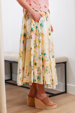 Lemon Paradise Midi Skirt - ASTR
