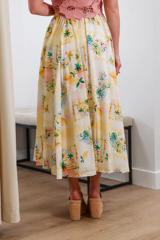 Lemon Paradise Midi Skirt - ASTR