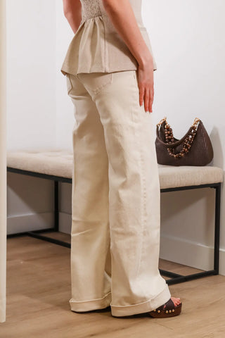 Mid rise jeans, wide leg jeans, cream colored jeans, mid rise wide leg jeans, flying monkey jeans, cute spring jeans, spring jeans, summer jeans, spring outfit inspo